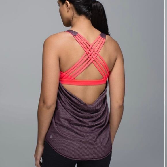 Lululemon Wild Tank Top Heathered Black Cherry / Electric Coral SZ 6 - Picture 1 of 10